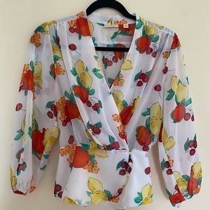 EVA MENDES COLLECTION CHARLOTTE BLOUSE FRUIT PRINT